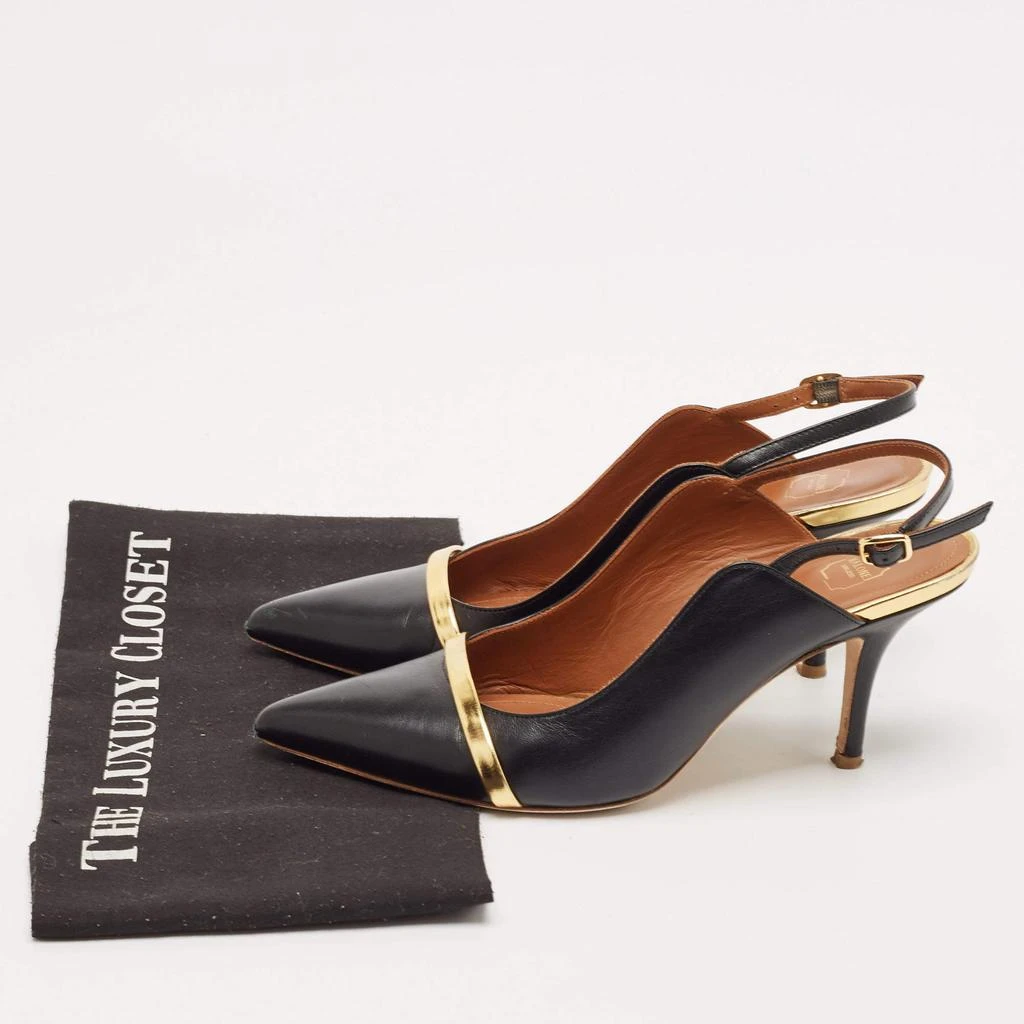 Malone Souliers Black/Gold Leather Karlie Slingback Pumps Size 38.5 商品