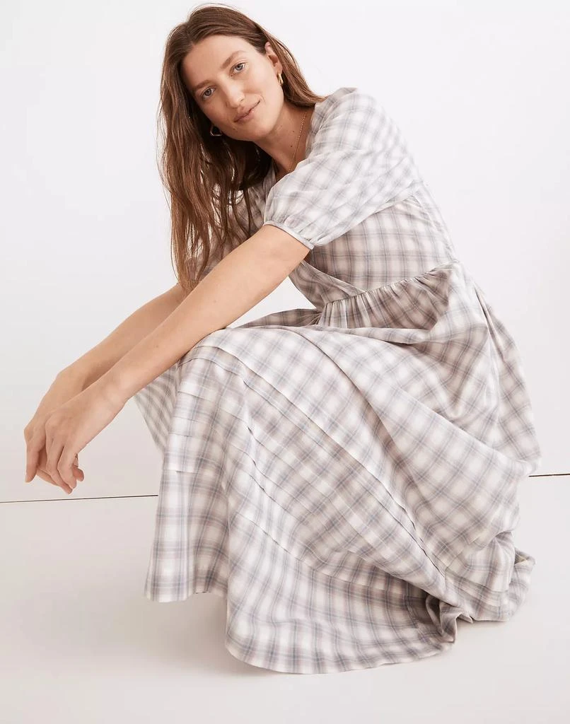 商品Madewell|Marianna Puff-Sleeve Midi Dress in Plaid,价格¥315,第2张图片详细描述