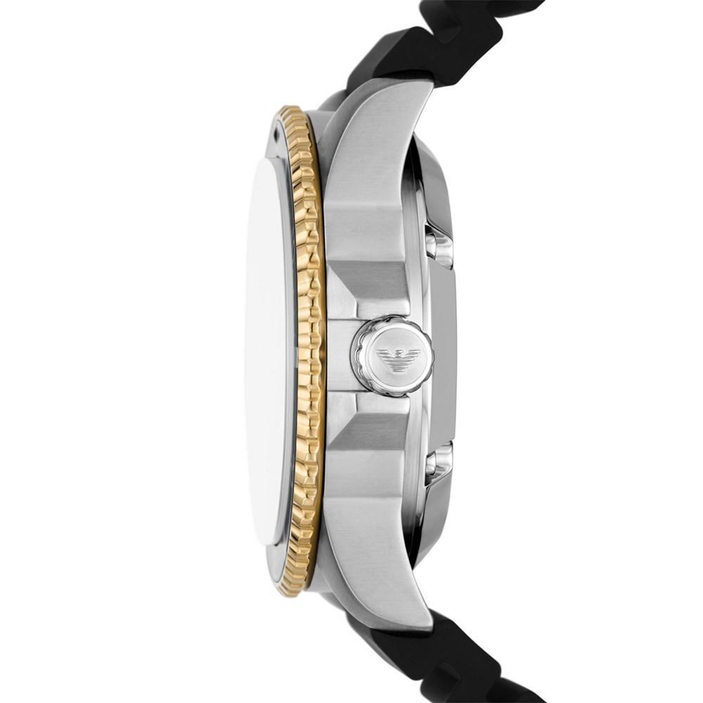 商品Emporio Armani|Men's Automatic Black Silicone Strap Watch 42mm,价格¥2897,第4张图片详细描述