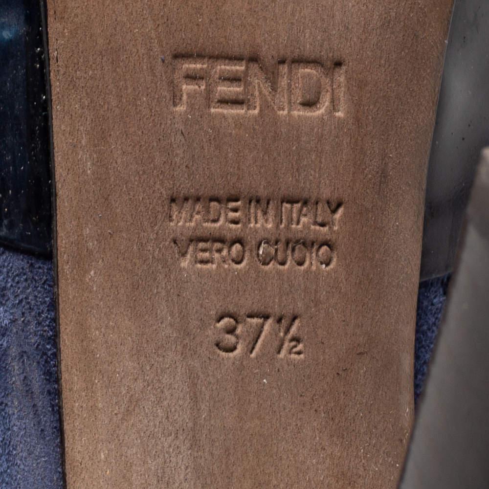 Fendi Navy Blue/Black Suede and Leather Ankle Boots Size 37.5商品第8张图片规格展示