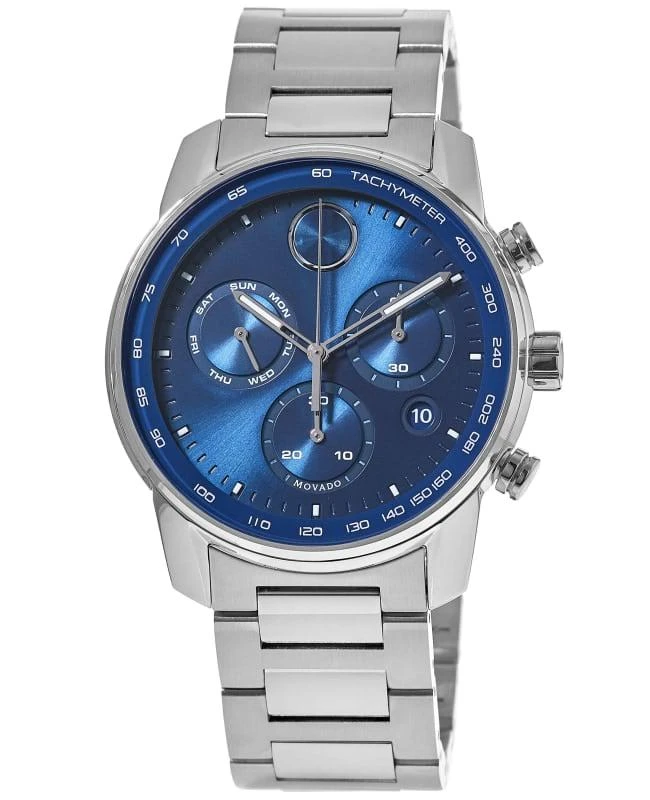 商品Movado|Movado Bold Verso Blue Chronograph Dial Steel Men's Watch 3600740,价格¥5397,第1张图片