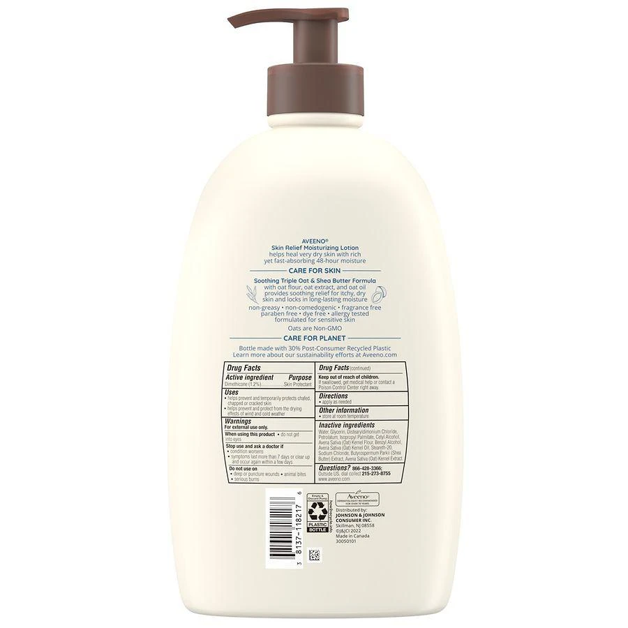 商品Aveeno|Skin Relief Moisturizing Lotion For Very Dry Skin Fragrance-Free,价格¥170,第4张图片详细描述