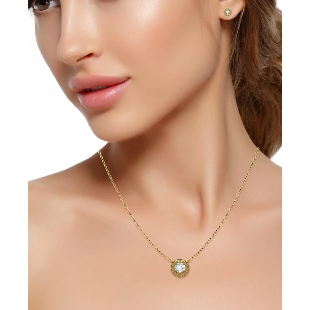 商品Giani Bernini|2-Pc. Set Cubic Zirconia Greek Key Pendant Necklace & Matching Stud Earrings in 18k Gold-Plated Sterling Silver, Created for Macy's,价格¥298,第2张图片详细描述