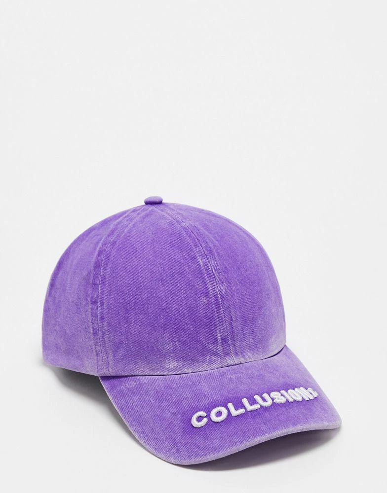 商品COLLUSION|COLLUSION Unisex embroidered logo cap in purple acid wash,价格¥102,第1张图片