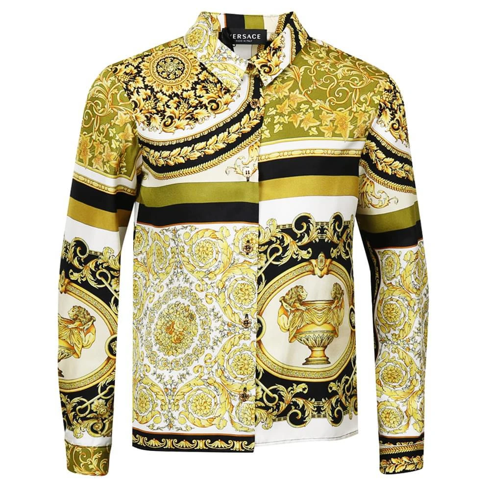 商品Versace|Gold & Black Barocco Print Shirt,价格¥2064,第1张图片