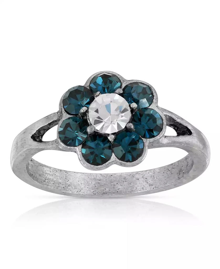 商品2028|Pewter Crystal Flower Ring,价格¥135,第1张图片