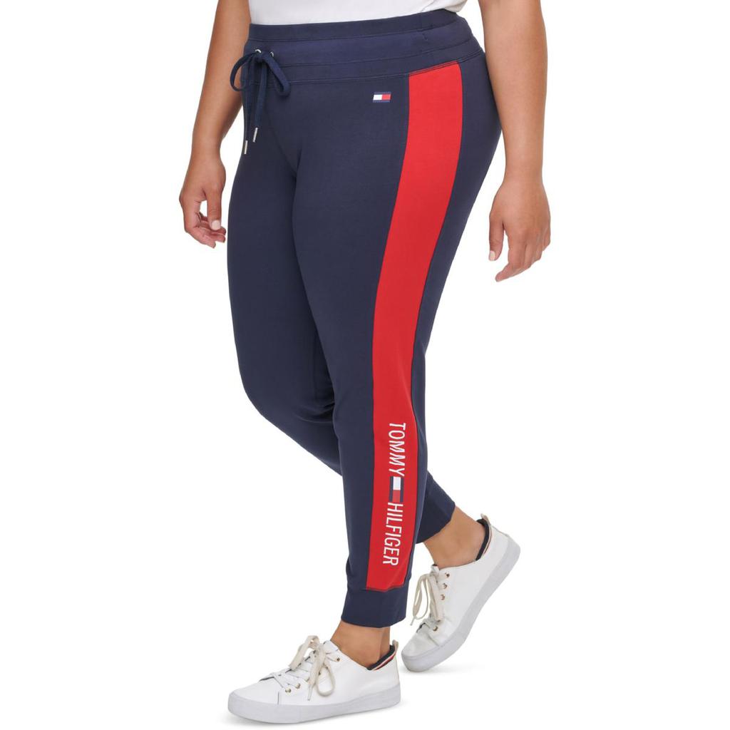 Tommy Hilfiger Sport Womens Plus Logo Striped High-Waist Pants商品第1张图片规格展示