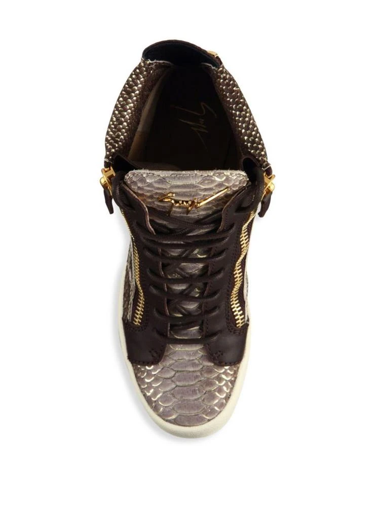 商品Giuseppe Zanotti|Snake-Embossed Leather High-Top Wedge Sneakers,价格¥3021,第4张图片详细描述