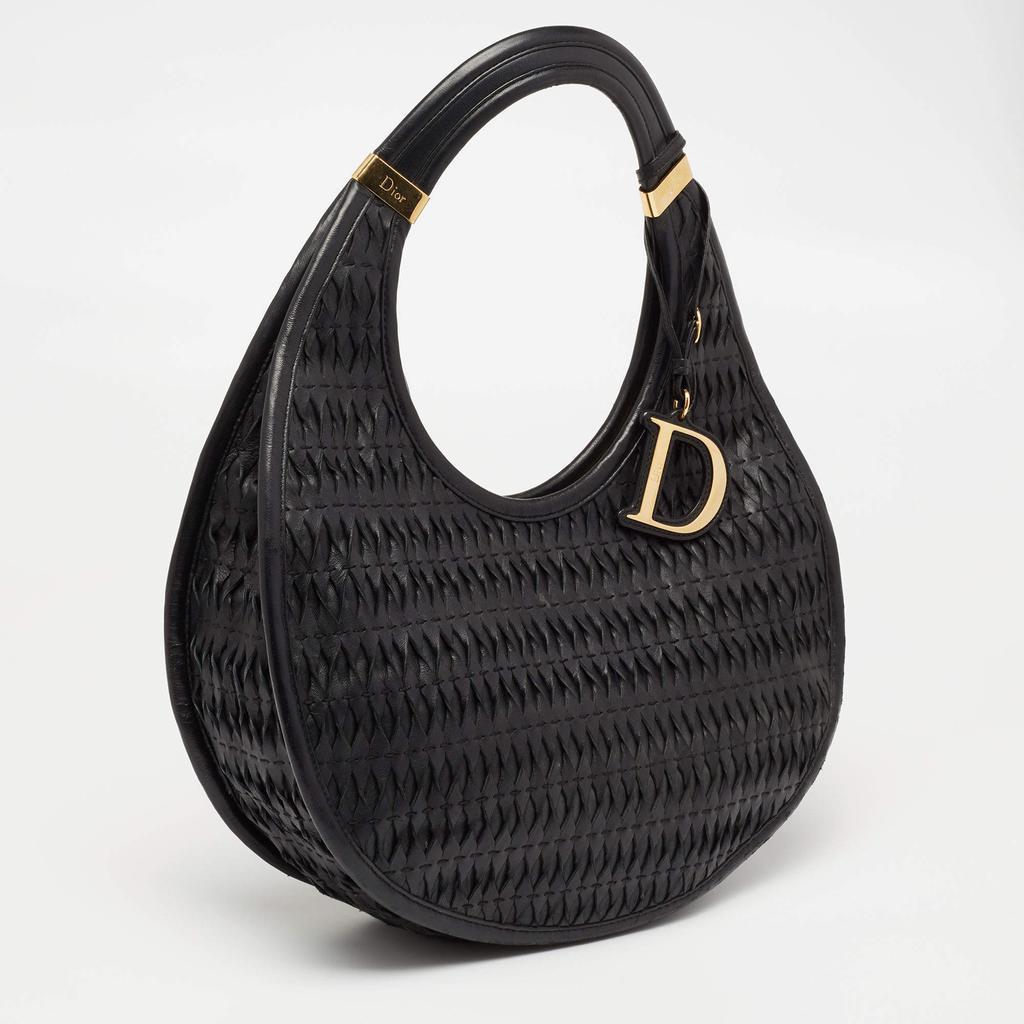 商品[二手商品] Dior|Dior Black Leather Contrast Twist Hobo,价格¥8596,第5张图片详细描述