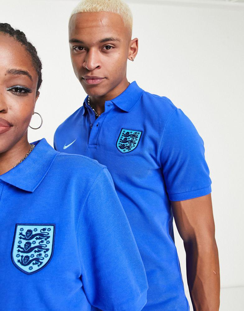 Nike Football World Cup 2022 England unisex pique polo in blue商品第3张图片规格展示