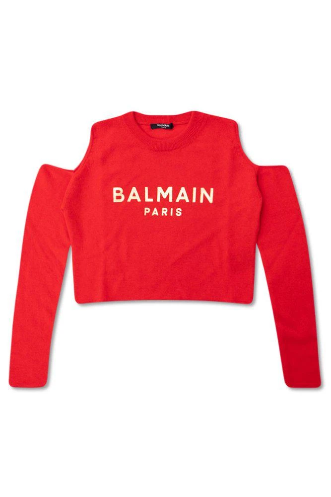 商品Balmain|Balmain Kids Logo Printed Ribbed Hem Sweatshirt,价格¥1014,第1张图片