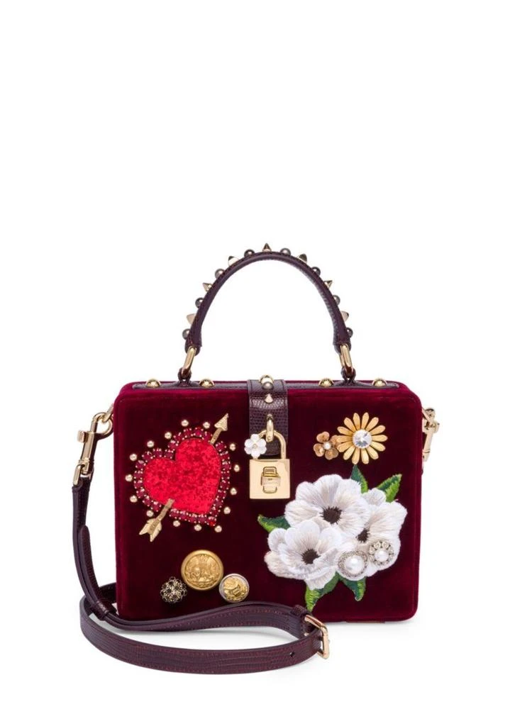 商品Dolce & Gabbana|天鹅绒刺绣手提斜挎包,价格¥22298,第1张图片