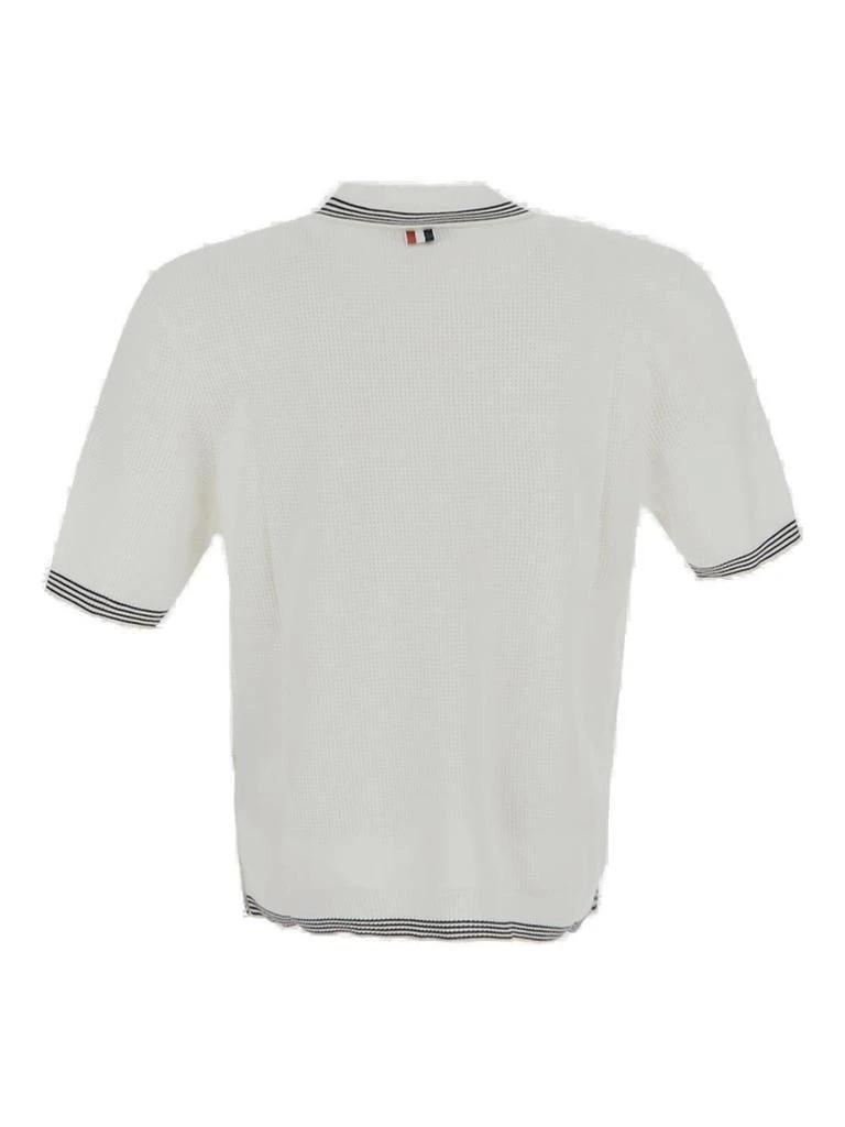 商品Thom Browne|Thom Browne Stripe Detailed Knitted Polo Shirt,价格¥4599,第2张图片详细描述