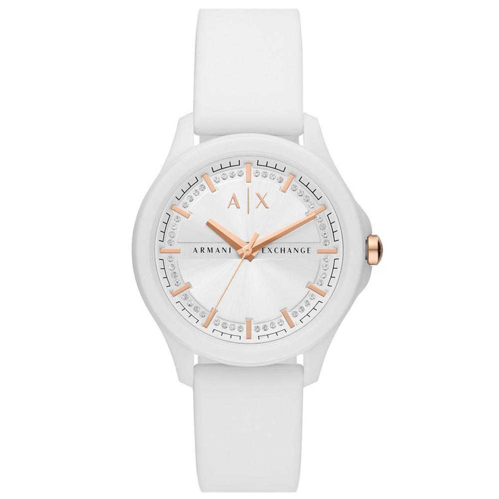 商品Armani Exchange|Women's in White with Silicone Strap Watch 38mm,价格¥664,第1张图片