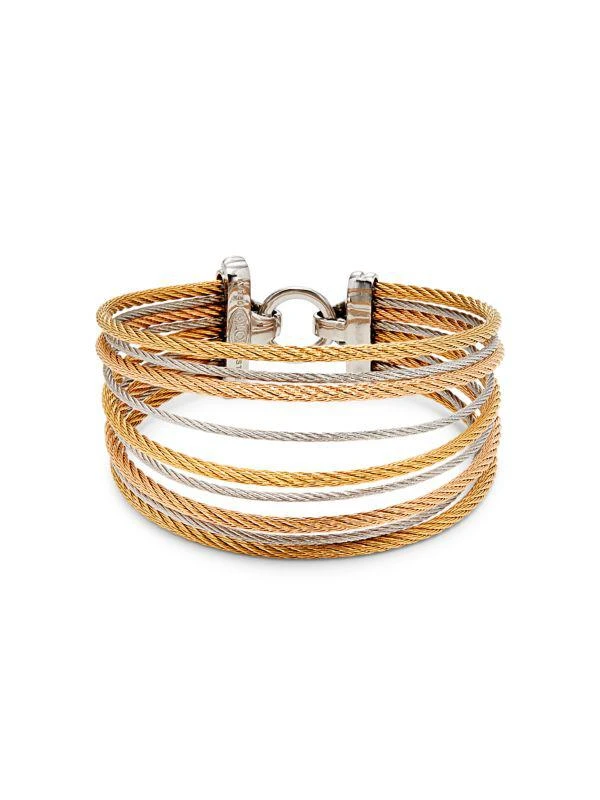 商品ALOR|18K White Gold, Rose Goldtone & Yellowtone Multistrand Bracelet,价格¥1887,第1张图片