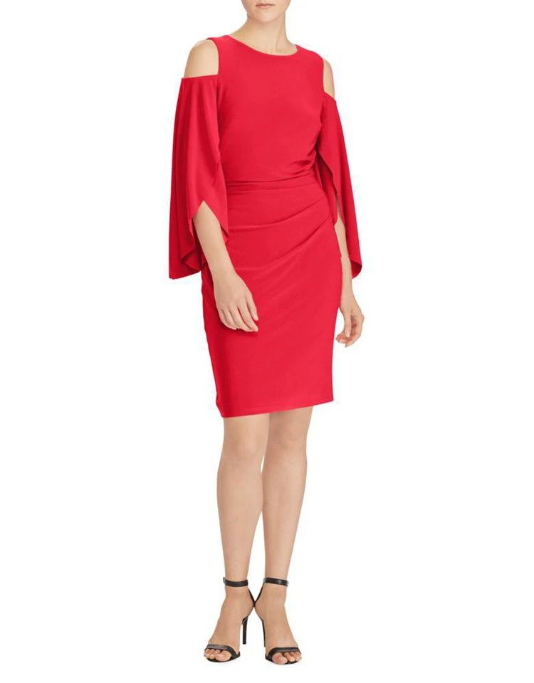 商品Ralph Lauren|Cold-Shoulder Petal-Sleeve Sheath Dress,价格¥688,第2张图片详细描述