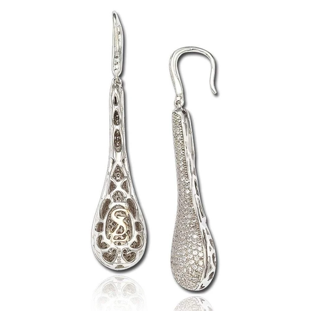 商品Suzy Levian|Suzy Levian Sterling Silver White Cubic Zirconia Teardrop Earrings,价格¥1361,第2张图片详细描述