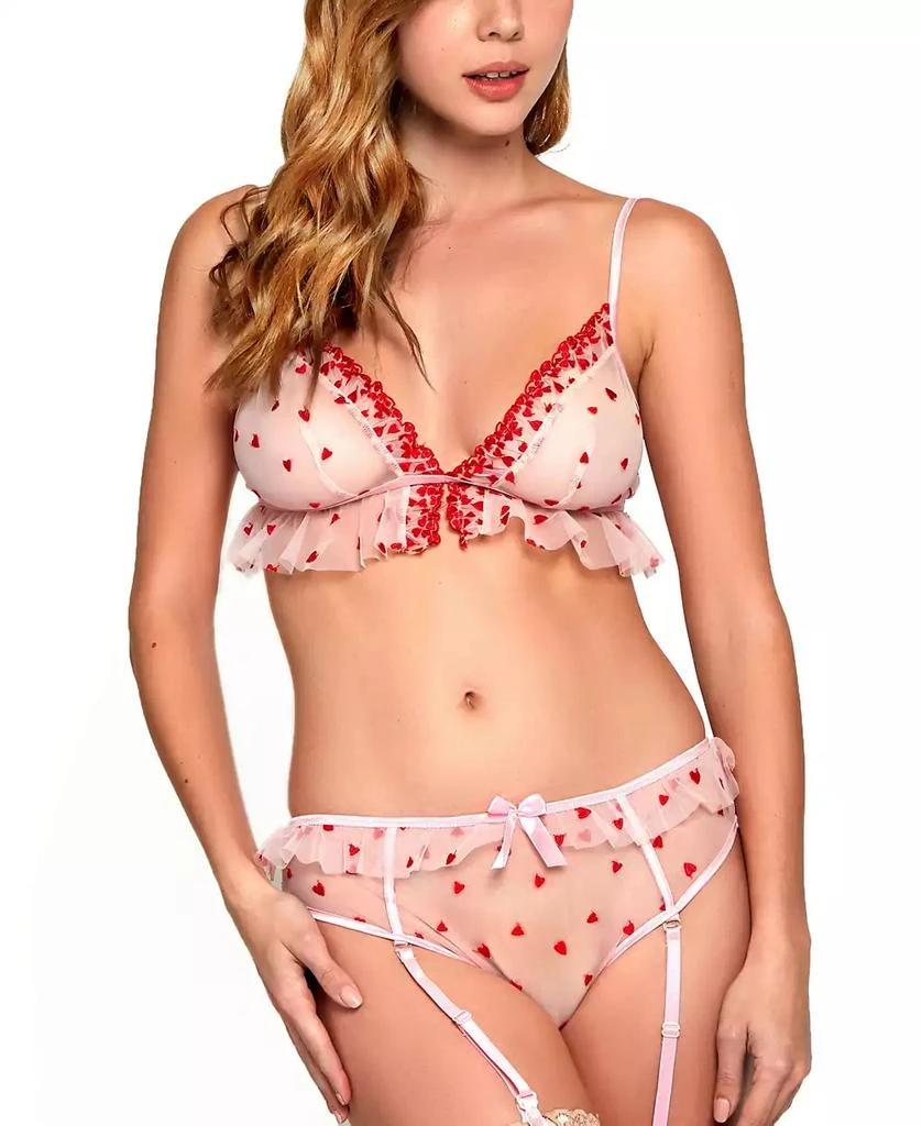 商品iCollection|Women's A Thousand Hearts Ruffle Sheer Lingerie Set,价格¥412,第1张图片