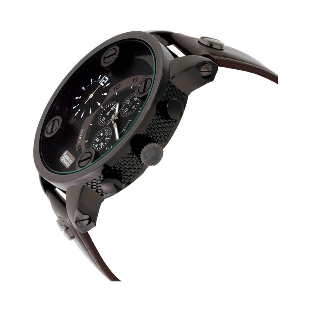 商品American Exchange|Men's Brown Leather Strap Watch 40mm Gift Set, 2 Piece,价格¥148,第4张图片详细描述