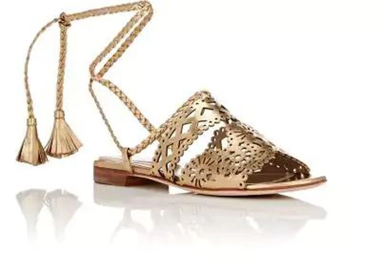 商品Alberta Ferretti|Laser-Cut Metallic Leather Sandals,价格¥2523,第2张图片详细描述