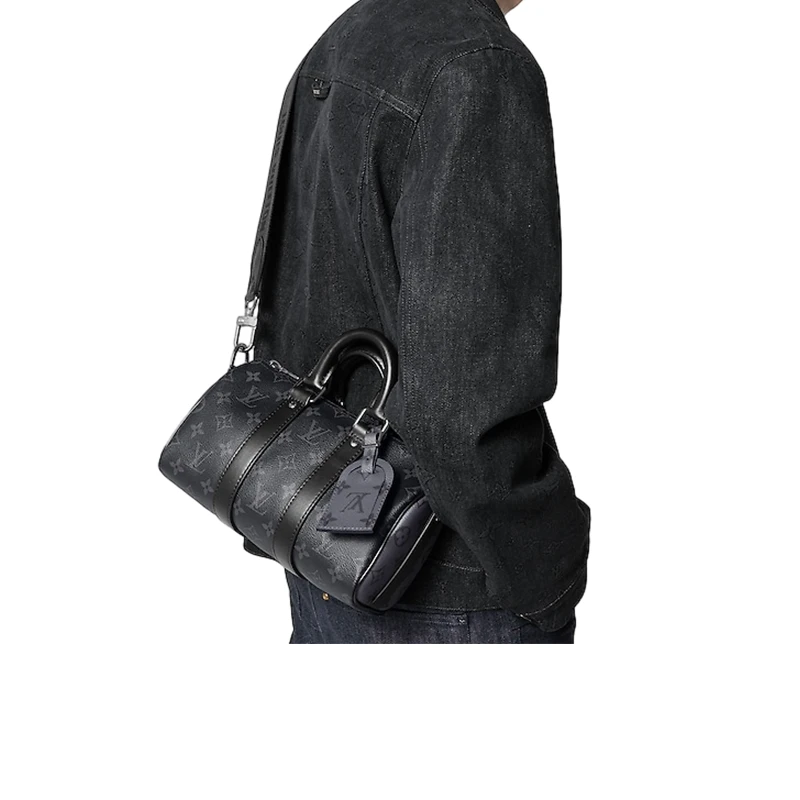 【预售十天】路易威登 23新款 Keepall 25男士黑色交织字母帆布配皮带可拆卸可调节肩带斜挎包/��手提包 M46271 商品