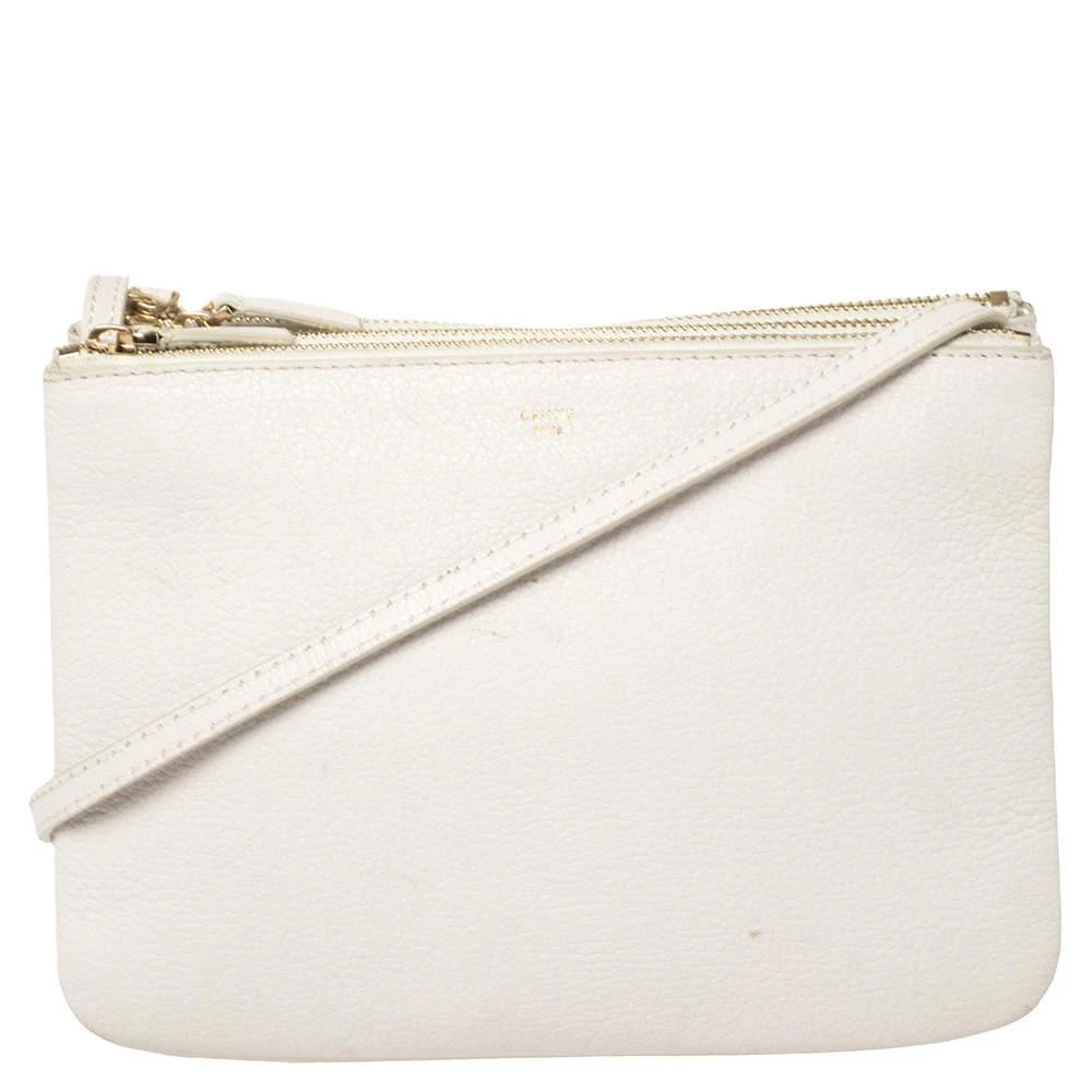 商品[二手商品] Celine|Céline White Leather Large Trio Crossbody Bag,价格¥3200,第1张图片