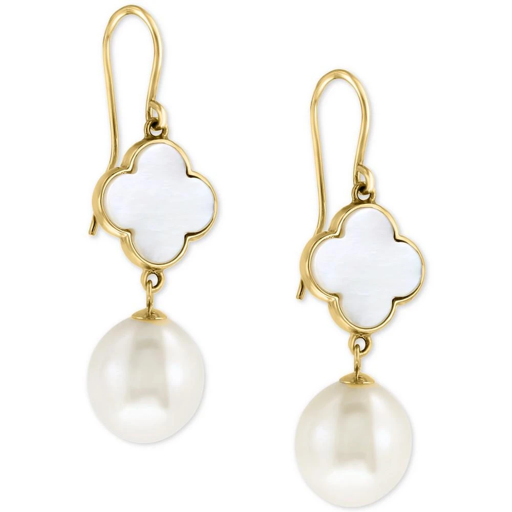商品Effy|EFFY® Mother-of-Pearl & Freshwater Pearl (9-1/2mm) Drop Earrings in 14k Gold,价格¥10409,第4张图片详细描述