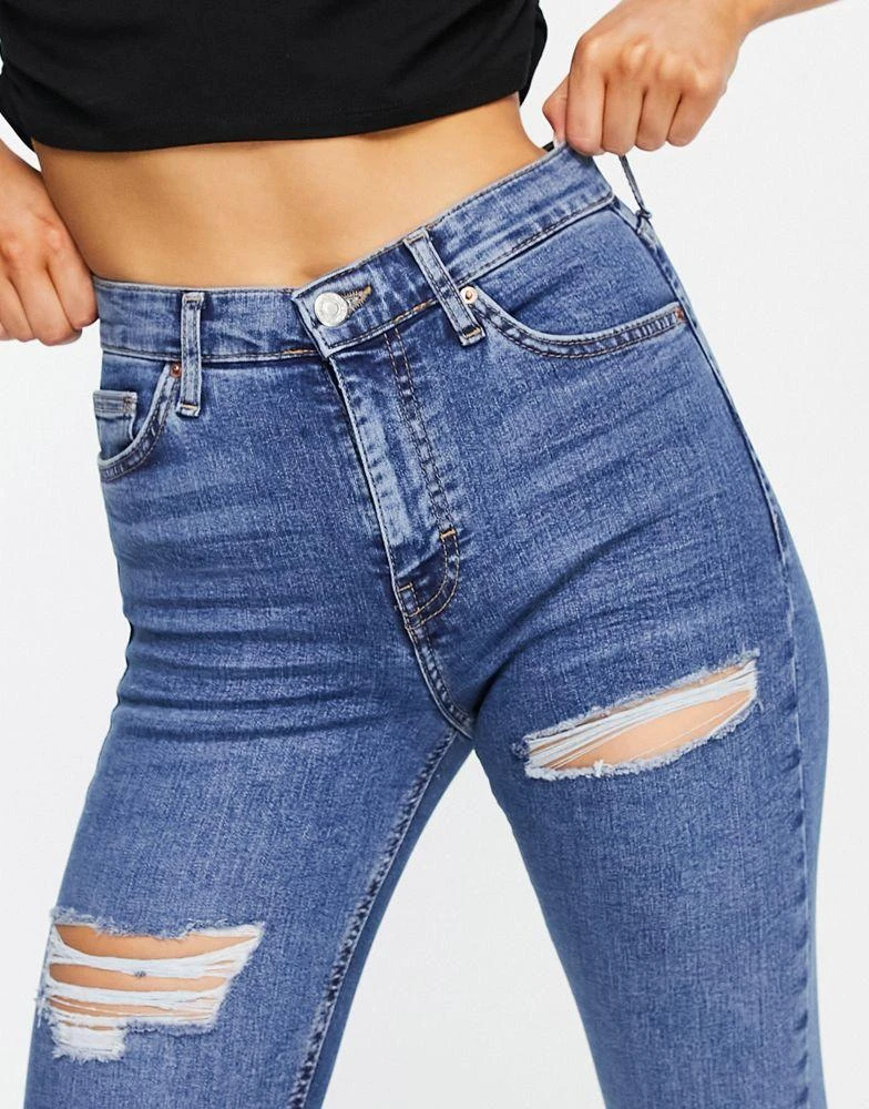商品Topshop|Topshop Jamie jean with super rip in mid blue,价格¥276,第3张图片详细描述