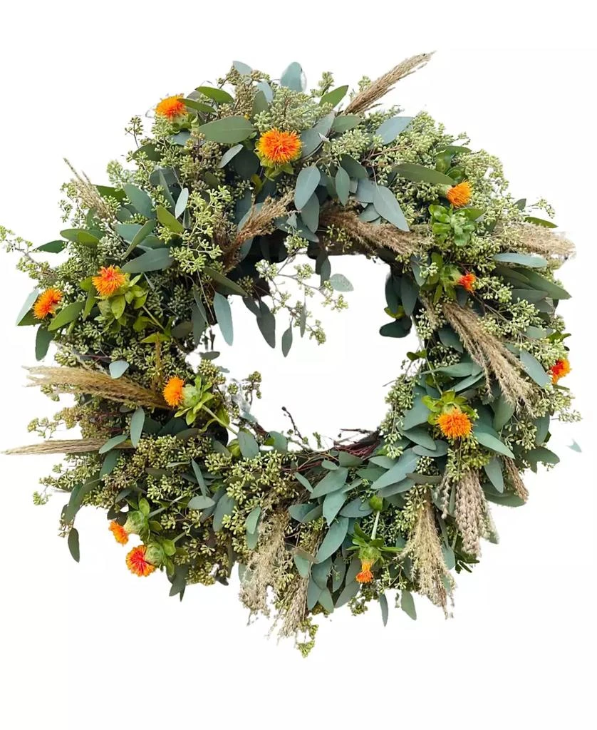 商品GreenishBlu|Fresh Real Seeded, Safflower and Pampas Wreath,价格¥688,第1张图片