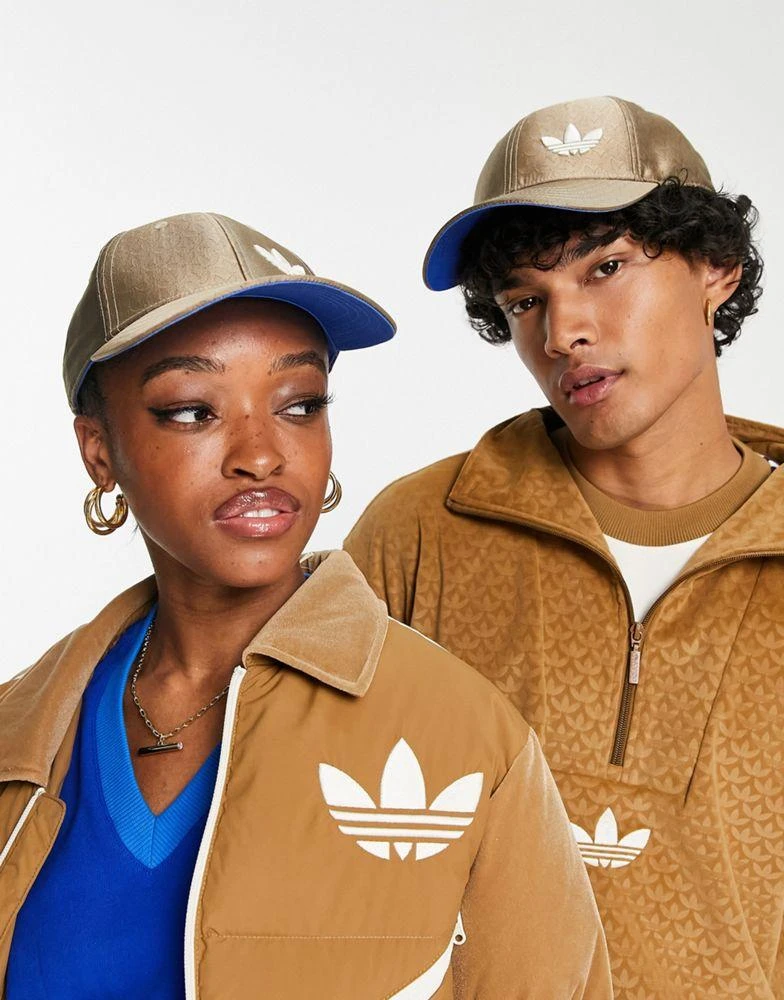 商品Adidas|adidas Originals 'adicolor 70s' unisex monogram baseball cap in brown,价格¥89,第1张图片