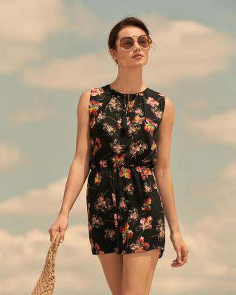 商品AQUA|Sketch Floral Print Romper - 100% Exclusive,价格¥190,第3张图片详细描述
