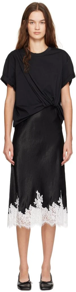 商品3.1 Phillip Lim|Black Draped T-Shirt Slip Combo Midi Dress,价格¥4007,第1张图片