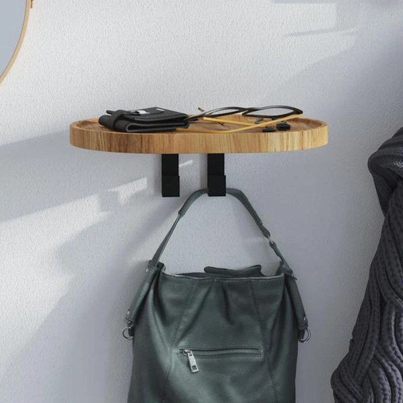 商品Woodek Design|Modern Floating Shelf Coat Rack Wall Mount | Wooden Wall Hook Rail with Shelf, Key Storage Rack, Wall Mounted Shelves,价格¥918,第1张图片