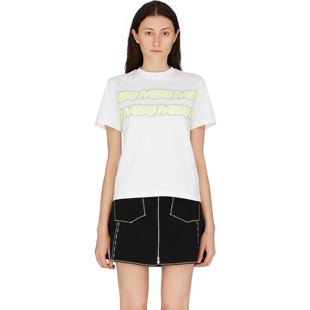 商品Alexander McQueen|Hyper Repeat Logo Band T-Shirt - Optic White,价格¥517,第1张图片