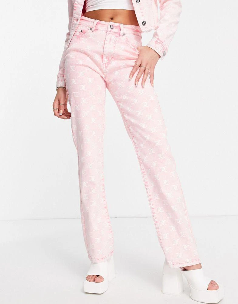 商品Juicy Couture|Juicy Couture monogram jacquard  denim jeans in pink,价格¥361,第4张图片详细描述