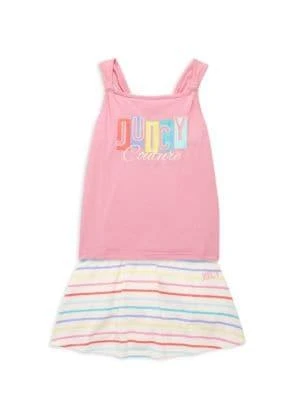 商品Juicy Couture|Little Girl’s 2-Piece Rainbow Logo Top & Skort Set,价格¥120,第1张图片