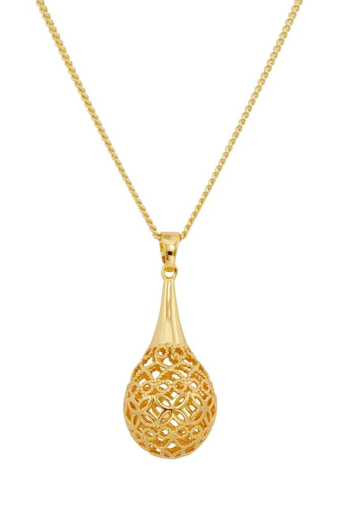 商品Savvy Cie Jewels|18K Gold Plated Filigree Drop Pendant Necklace,价格¥234,第1张图片