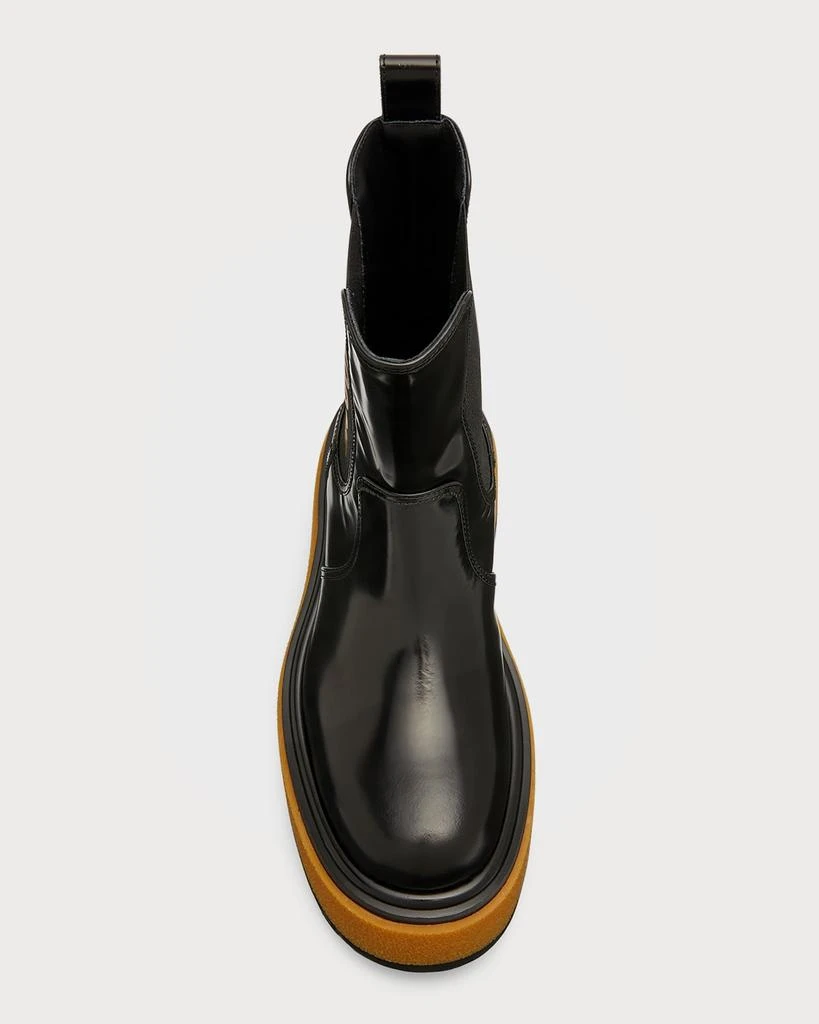 商品Moschino|Men's Beatle Elastic Logo Leather Chelsea Boots,价格¥8849,第5张图片详细描述
