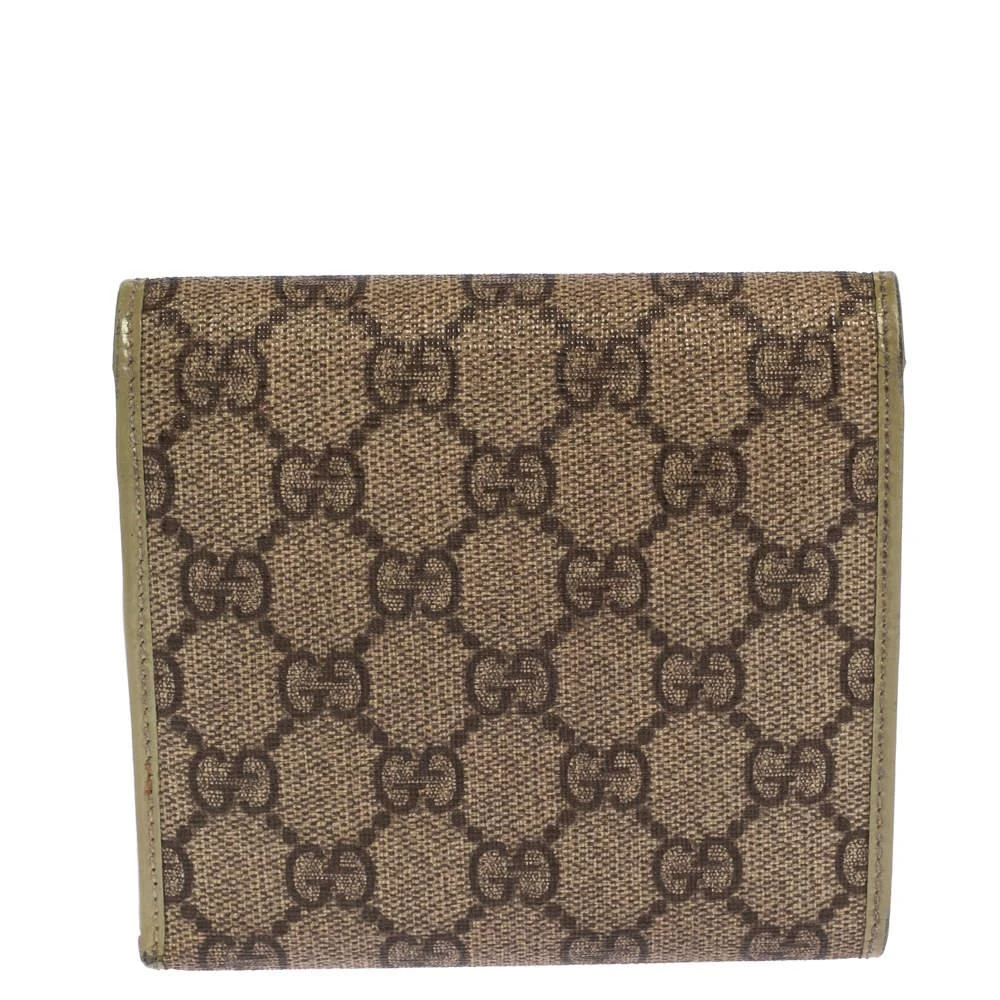 商品[二手商品] Gucci|Gucci Beige/Green GG Supreme Canvas and Leather Joy French Wallet,价格¥948,第4张图片详细描述