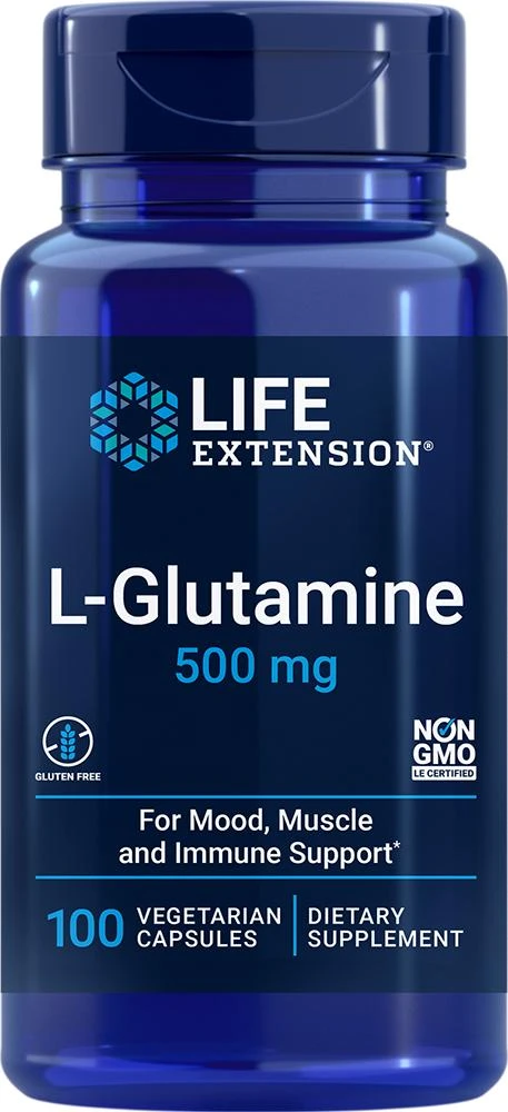 商品Life Extension|Life Extension L-Glutamine, 100 - 500 mg (500 mg, 100 capsules, Vegetarian),价格¥82,第1张图片