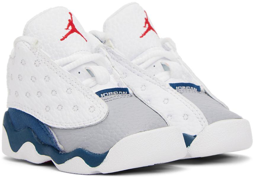 Baby White & Navy Air Jordan 13 Retro Sneakers商品第4张图片规格展示