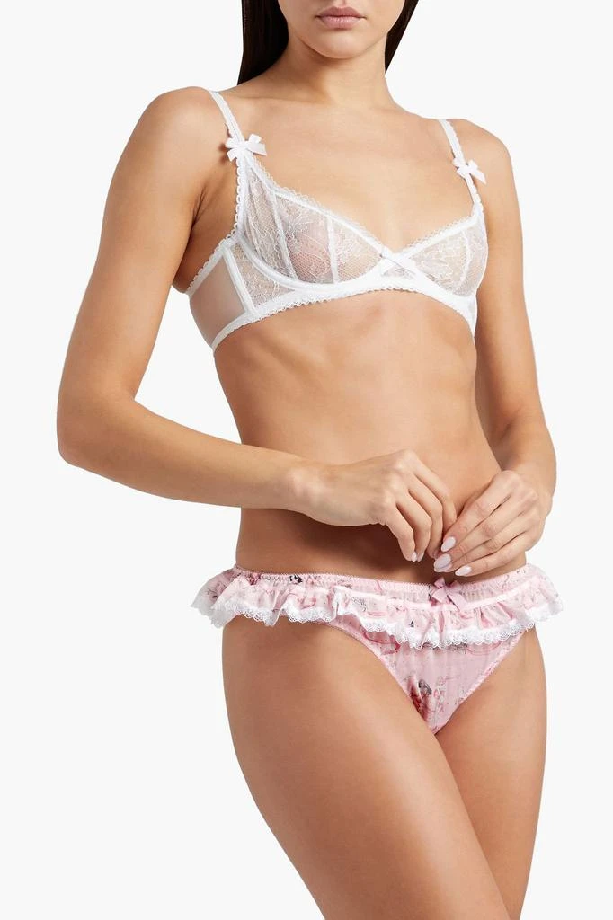 商品L'Agent by Agent Provocateur|Cinta ruffled printed crepe de chine low-rise thong,价格¥265,第4张图片详细描述