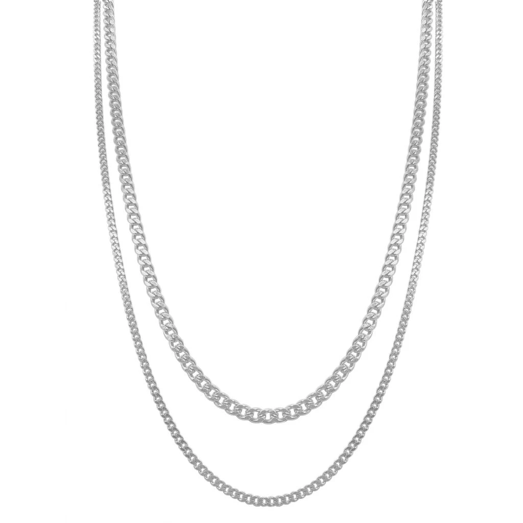 商品ADORNIA|Men's Water Resistant Curb Chain Set silver,价格¥394,第1张图片