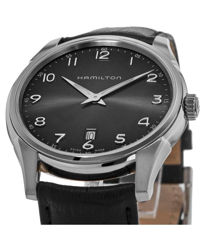 商品Hamilton|Hamilton Jazzmaster Thinline Quartz Black Dial Leather Strap Men's Watch H38511733,价格¥3025,第2张图片详细描述