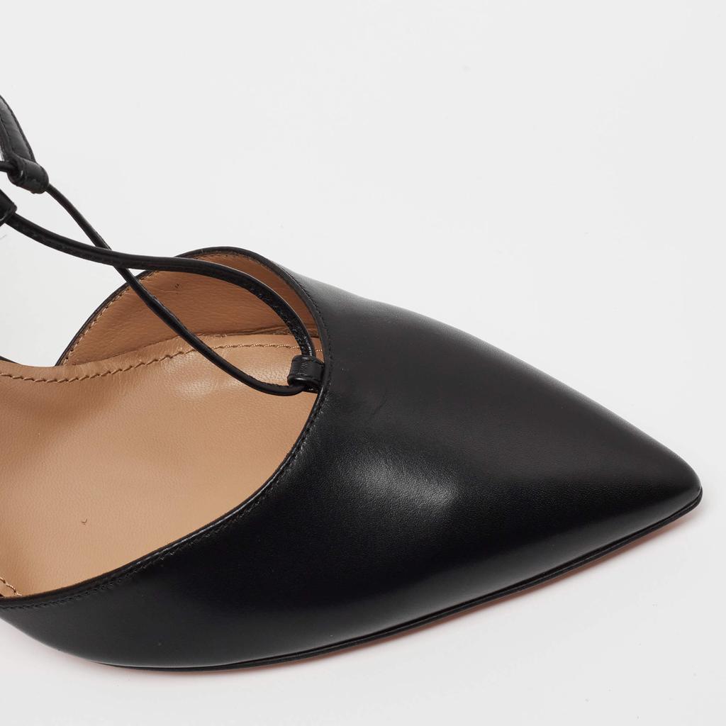Aquazzura Black Leather Manhattan Ankle Wrap Pumps Size 42商品第7张图片规格展示