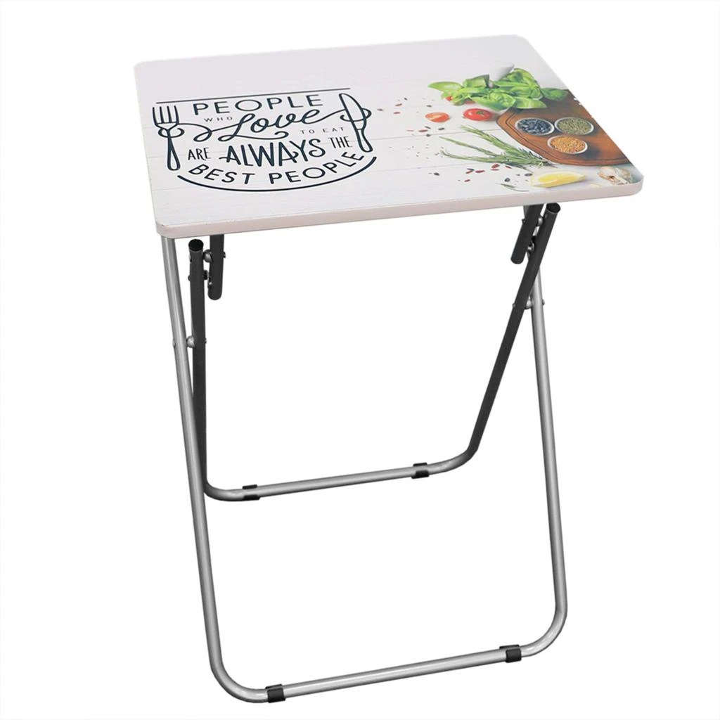 商品Home Basics|Home Basics For the Love of Food Multi-Purpose Foldable TV Tray Table, White,价格¥246,第4张图片详细描述