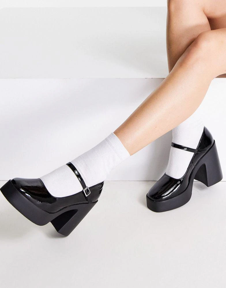 商品ASOS|ASOS DESIGN Penny platform mary jane heeled shoes in black,价格¥165,第4张图片详细描述