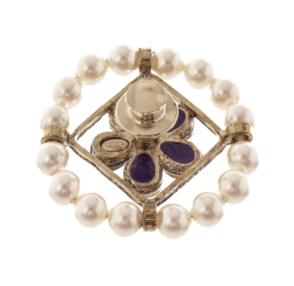 商品[二手商品] Chanel|Chanel Gold-tone Purple Stones and Pearls CC Brooch,价格¥10283,第2张图片详细描述