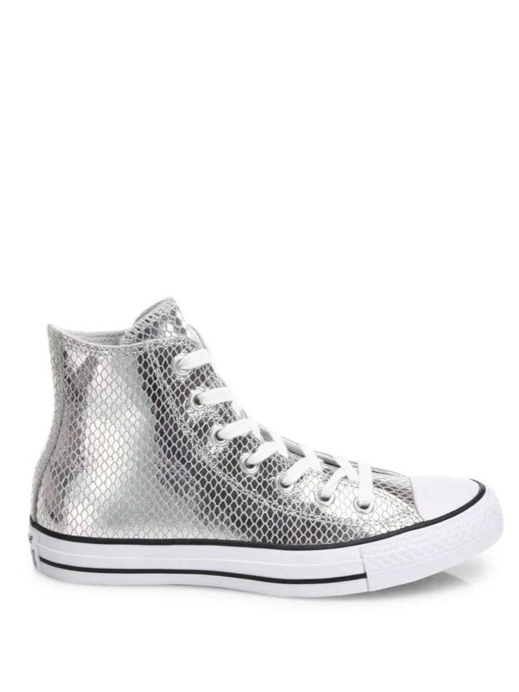 商品Converse|Chuck Taylor All-Star Snake-Print Metallic Leather High-Top Sneakers,价格¥446,第5张图片详细描述