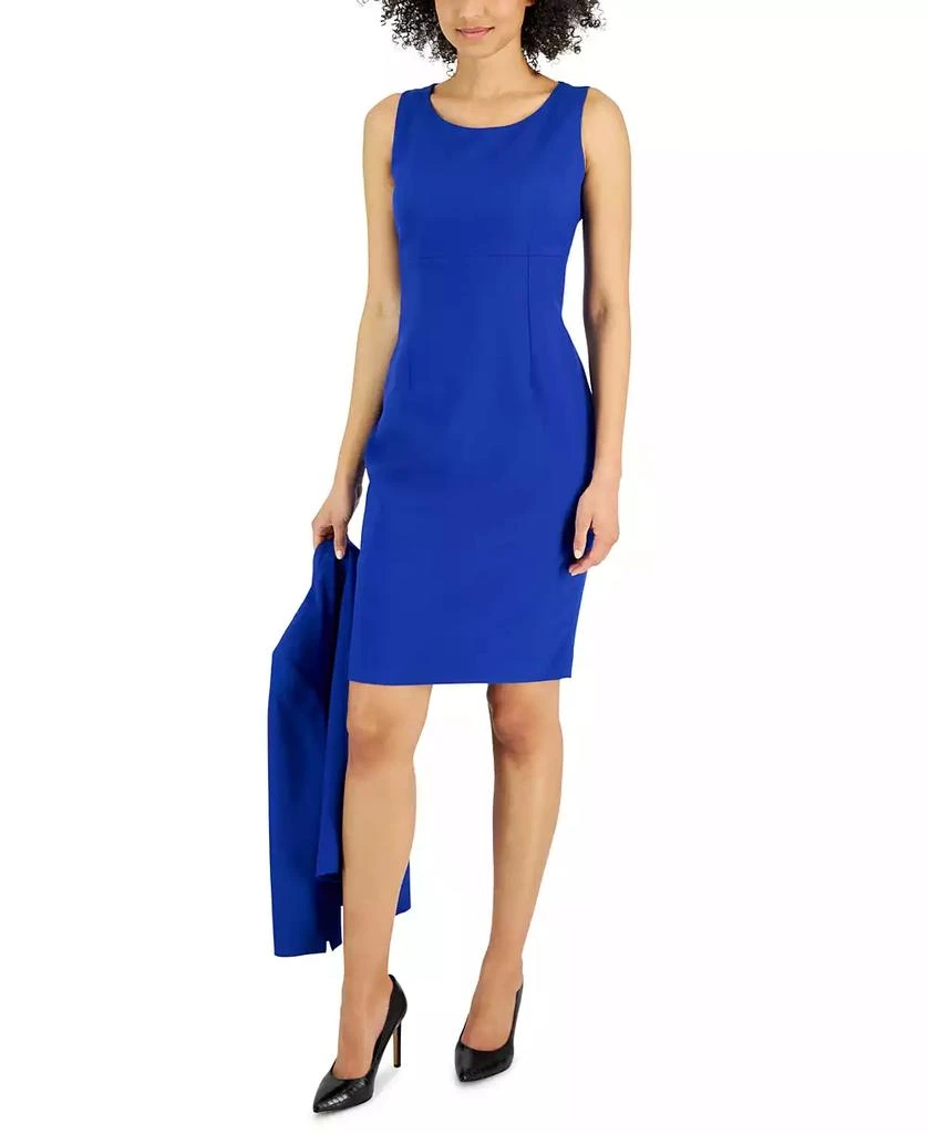 商品Le Suit|Women's Crepe Open Front Jacket & Crewneck Sheath Dress Suit Set, Regular & Petite,价格¥735,第4张图片详细描述